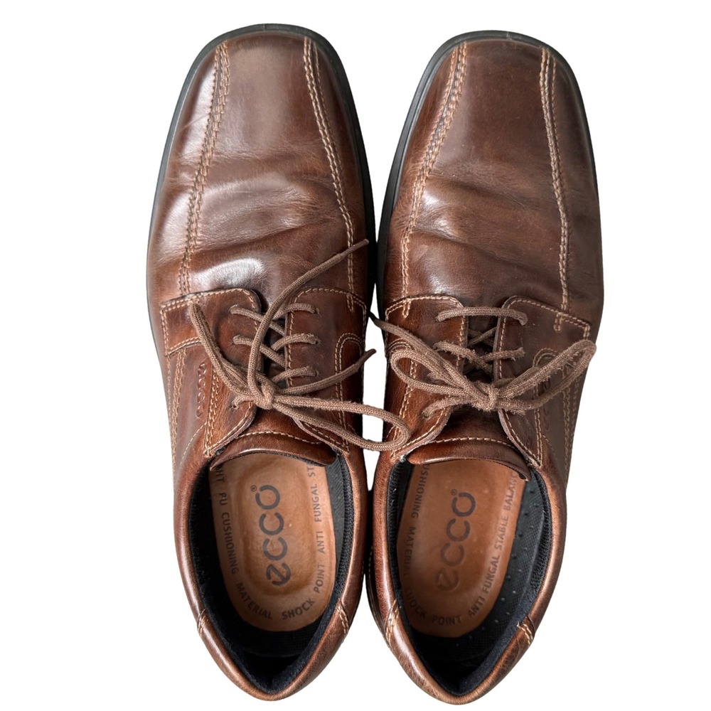 ECCO Men's Brown‎ Leather Dress Shoes Size 44 | US 10.5 Comfort Work Oxford